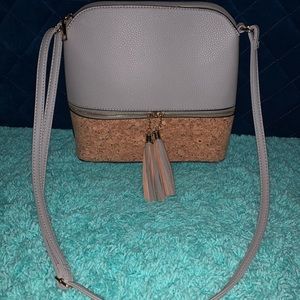 Grey Leather Crossbody Purse